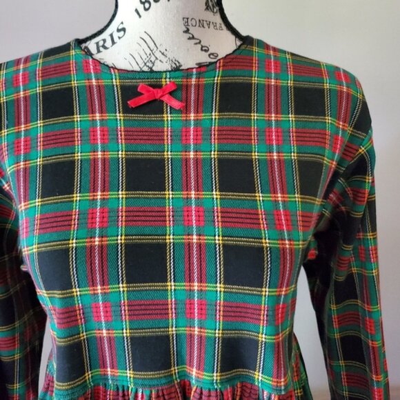 Vintage plaid A-line babydoll long sleeve dress - Picture 2 of 6